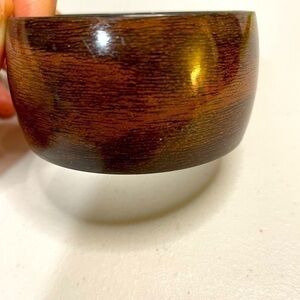 Faux Wood Plastic Wide Brown Bangle | Wood Grain Bangle Style